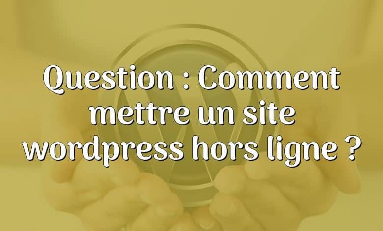 Question : Comment mettre un site wordpress hors ligne ?